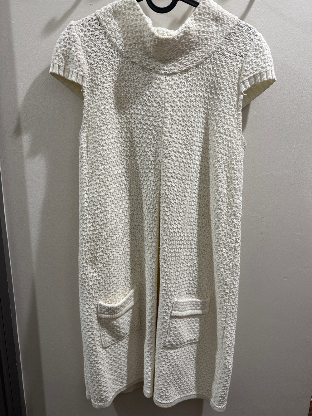 Fossil Cream Textured Knit Midi Dress with Cowl Neck